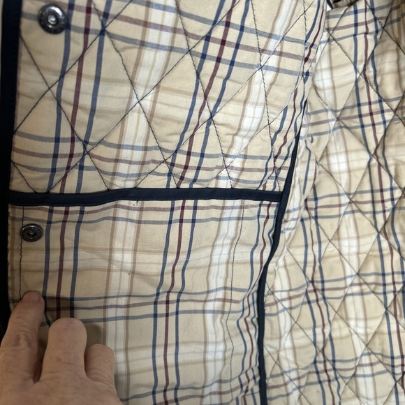 LL. Bean Women's Navy Quilted Equestrian Barn Riding Jacket with Plaid Lining XL - Picture 7 of 13
